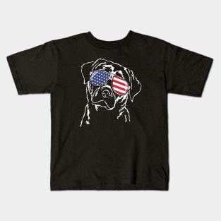 Proud Patriotic Labrador Lab American Flag dog Kids T-Shirt